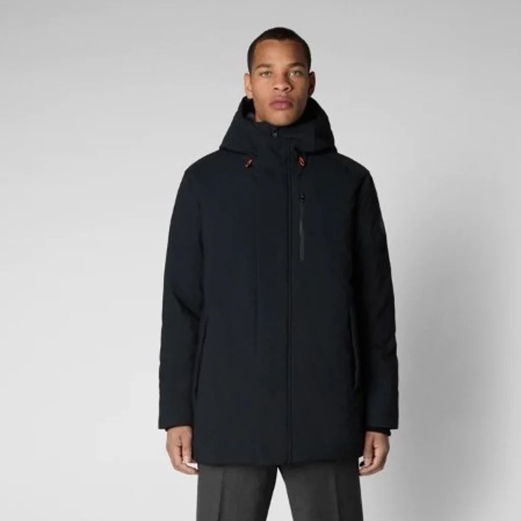 Save The Duck Men's Black Hooded Puffer Coat